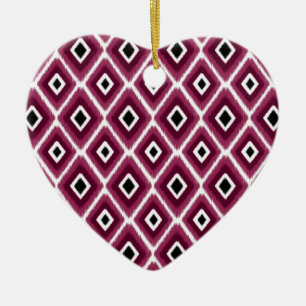 Adorno De Cerámica Patrón elegante de ikat negro rosado