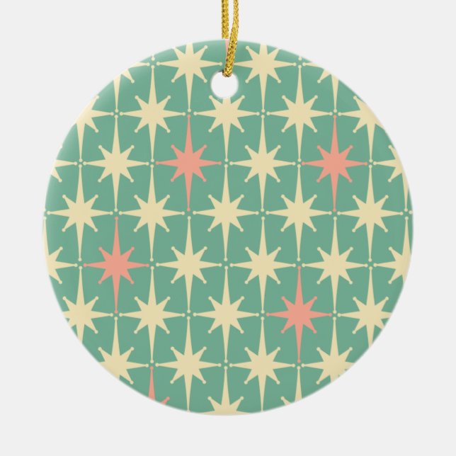 Adorno De Cerámica Patrón Estrella Retro del Siglo de las Estrellas R (Frente)