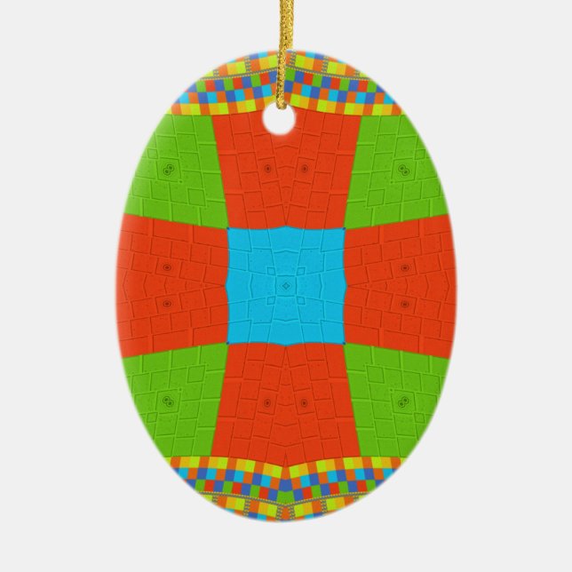 Adorno De Cerámica Patrón étnico tribal europeo (Frente)