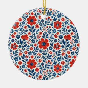 Adorno De Cerámica Patrón floral con tema USA/americano
