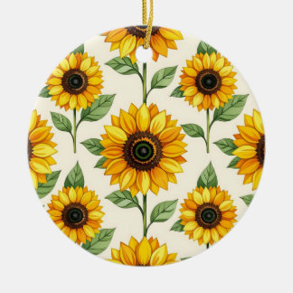 Adorno De Cerámica Patrón floral continuo de girasoles amarillo brill