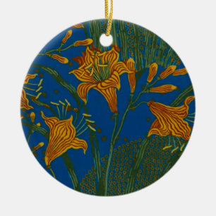 Adorno De Cerámica Patrón Floral de Día de Walter Crane Vintage