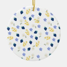 Adorno De Cerámica Patrón floral de flores silvestres y zarzamoras