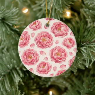 Adorno De Cerámica Patrón floral de peonía rosa