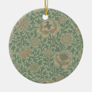 Adorno De Cerámica Patrón floral de William Morris Grafton en verde s