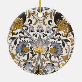 Adorno De Cerámica Patrón floral de William Morris Lodden: azul dorad