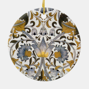 Adorno De Cerámica Patrón floral de William Morris Lodden: azul dorad