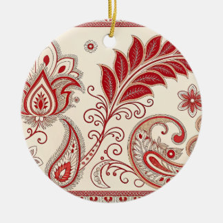 Adorno De Cerámica Patrón floral elegante de la Paisley Roja - I trad
