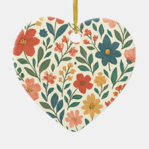 Adorno De Cerámica Patrón Floral Pintado a Mano – Botánica Colorida