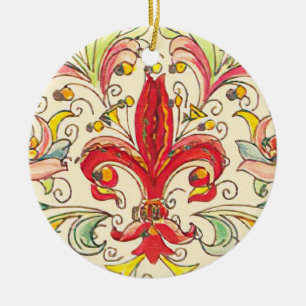 Adorno De Cerámica Patrón florentino italiano Fleur de Lis