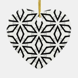 Adorno De Cerámica Patrón geométrico blanco negro y plateado