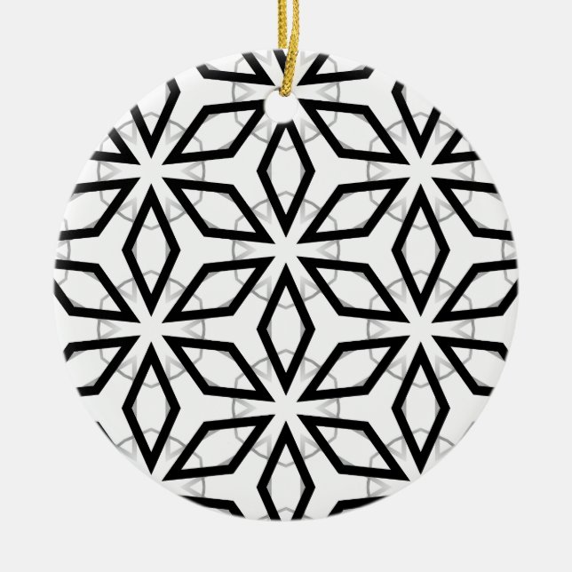 Adorno De Cerámica Patrón geométrico blanco negro y plateado (Frente)