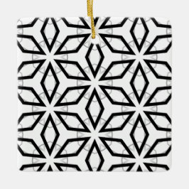 Adorno De Cerámica Patrón geométrico blanco negro y plateado