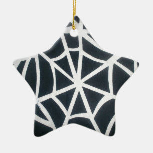 Adorno De Cerámica Patrón geométrico de la web de araña blanca y negr