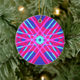 Adorno De Cerámica Patrón Geométrico Pop Brillante Rosa Azul