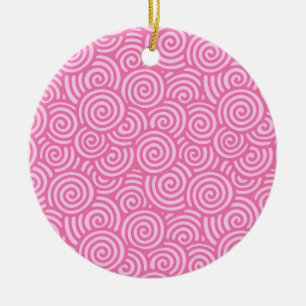 Adorno De Cerámica Patrón giratorio japonés - rosa de menta suave