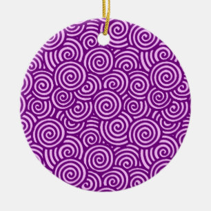 Adorno De Cerámica Patrón giratorio japonés - rosa orquídea y morado