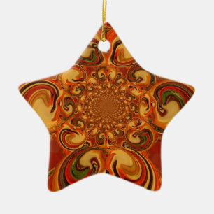 Adorno De Cerámica Patrón giratorio Sombras de Naranja, marrón, verde