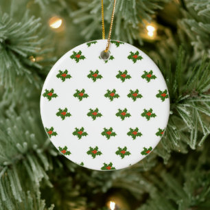 Adorno De Cerámica Patrón Holly de navidades