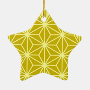 Adorno De Cerámica Patrón japonés de Asanoha - oro mostaza