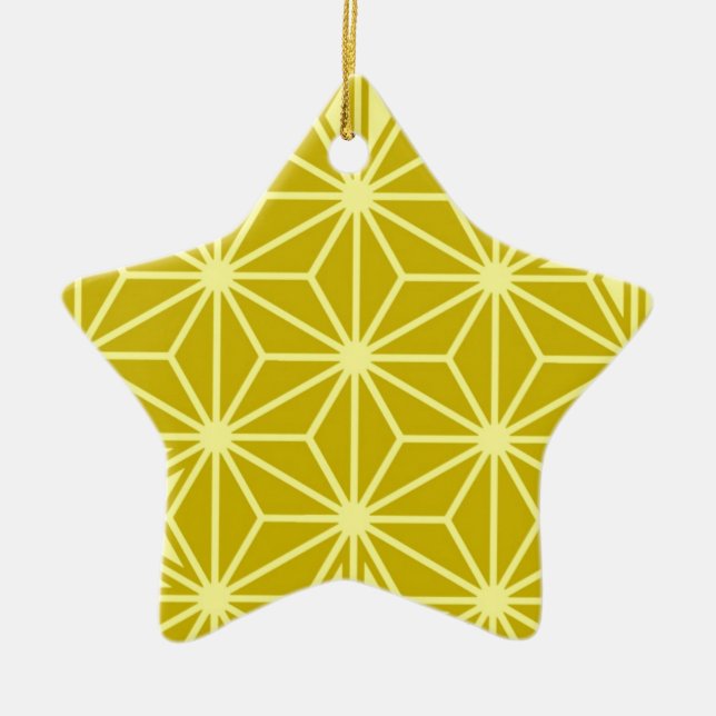 Adorno De Cerámica Patrón japonés de Asanoha - oro mostaza (Frente)