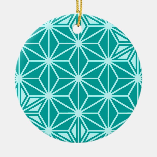 Adorno De Cerámica Patrón japonés de Asanoha - turquesa (Frente)