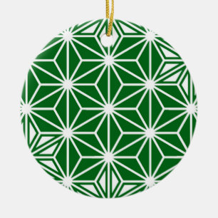 Adorno De Cerámica Patrón japonés de Asanoha - verde pino