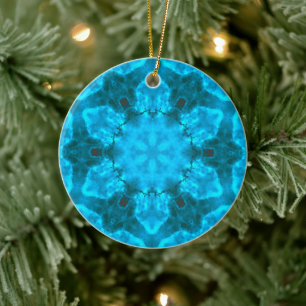 Adorno De Cerámica Patrón Kaleidoscopio helado de helado azul