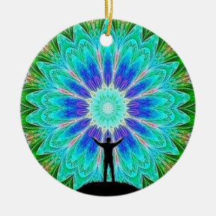 Adorno De Cerámica Patrón Mandala de geometría colorida para trabaj