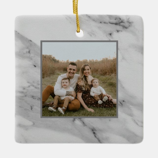 Adorno De Cerámica Patrón moderno de mármol gris y negro (Anverso)