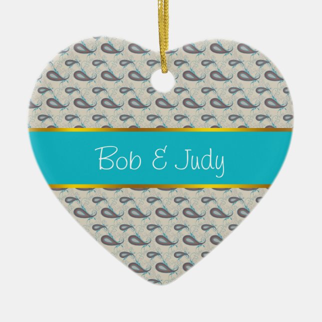 Adorno De Cerámica Patrón Paisley Champagne (Frente)