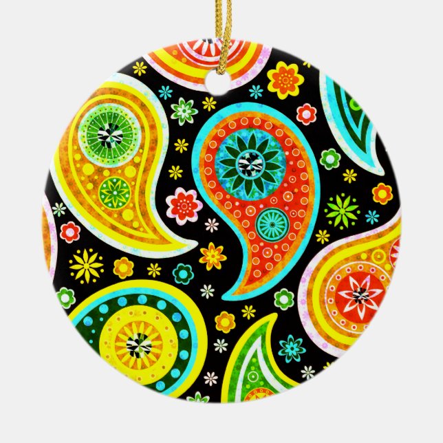 Adorno De Cerámica Patrón Paisley moderno - Tejidos de diamantes (Frente)