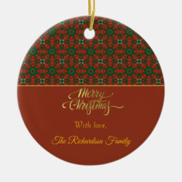 Adorno De Cerámica Patrón personalizado de Navidad vintage de lujo