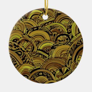 Adorno De Cerámica Patrón Pintado A Mano Y Digitalmente Art. 15