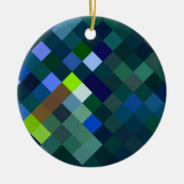 Adorno De Cerámica Patrón Pixelado - Azul