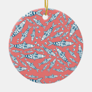 Adorno De Cerámica Patrón portugués de sardinas de Lisboa Azulejos ro