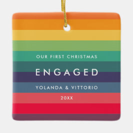 Adorno De Cerámica Patrón retro Nuestra primera foto de Navidad