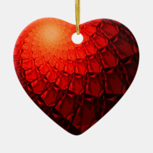 Adorno De Cerámica Patrón rojo fractal (Frente)