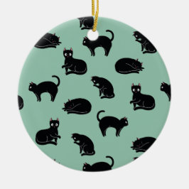 Adorno De Cerámica Patrón sin foco de los gatos negros