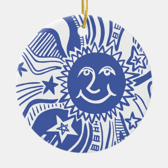 Adorno De Cerámica Patrón Sol personalizado (Frente)