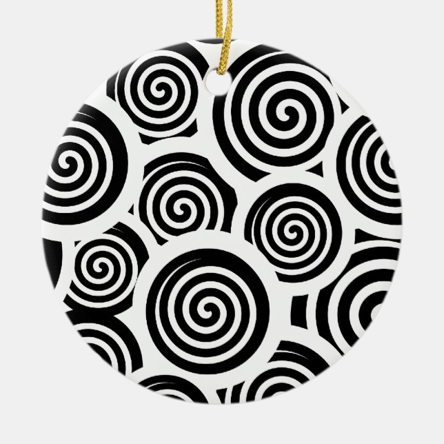 Adorno De Cerámica Patrón vectorial de espirales en blanco y negro (Frente)
