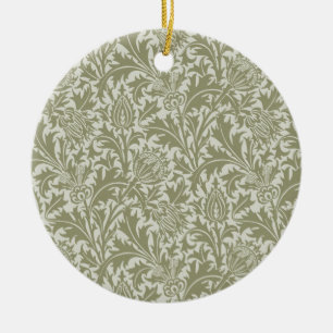 Adorno De Cerámica Patrón verde William Morris Thistle Sage