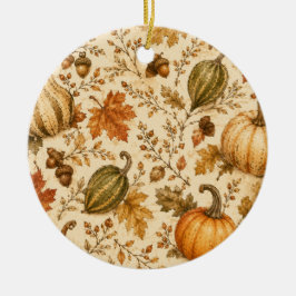 Adorno De Cerámica Patrón vintage de otoño de calabaza y verduras 