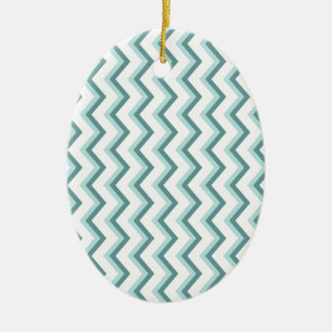 Adorno De Cerámica Patrón ZigZag Chevron en verde menta
