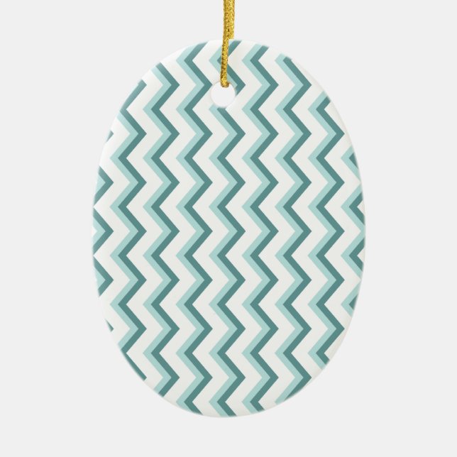 Adorno De Cerámica Patrón ZigZag Chevron en verde menta (Frente)