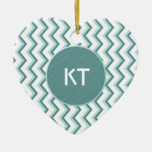 Adorno De Cerámica Patrón ZigZag Chevron en verde menta