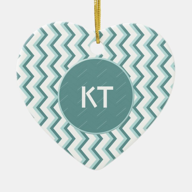 Adorno De Cerámica Patrón ZigZag Chevron en verde menta (Frente)