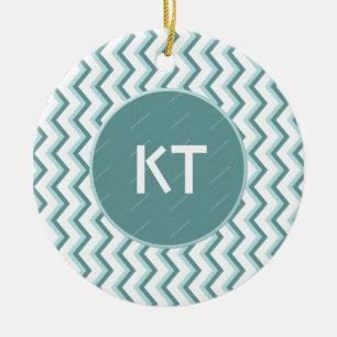 Adorno De Cerámica Patrón ZigZag Chevron en verde menta