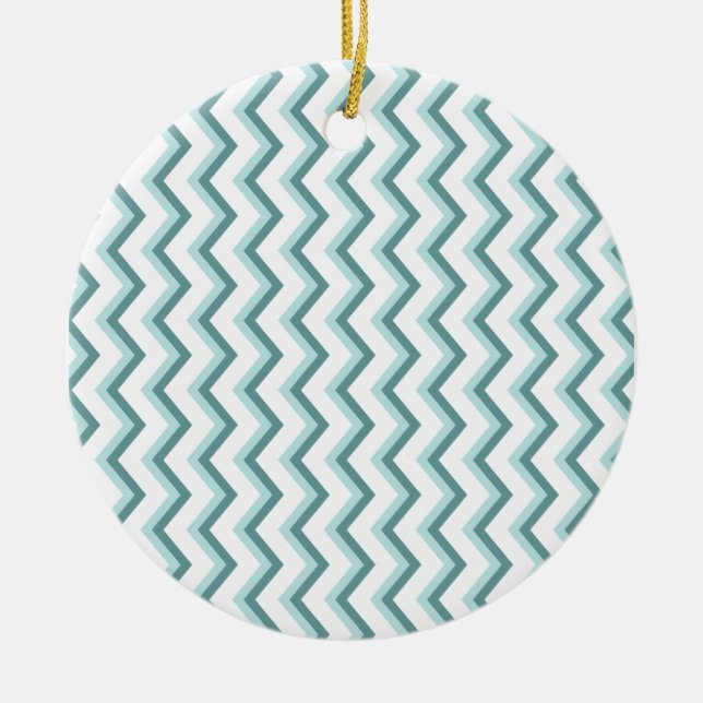 Adorno De Cerámica Patrón ZigZag Chevron en verde menta (Frente)