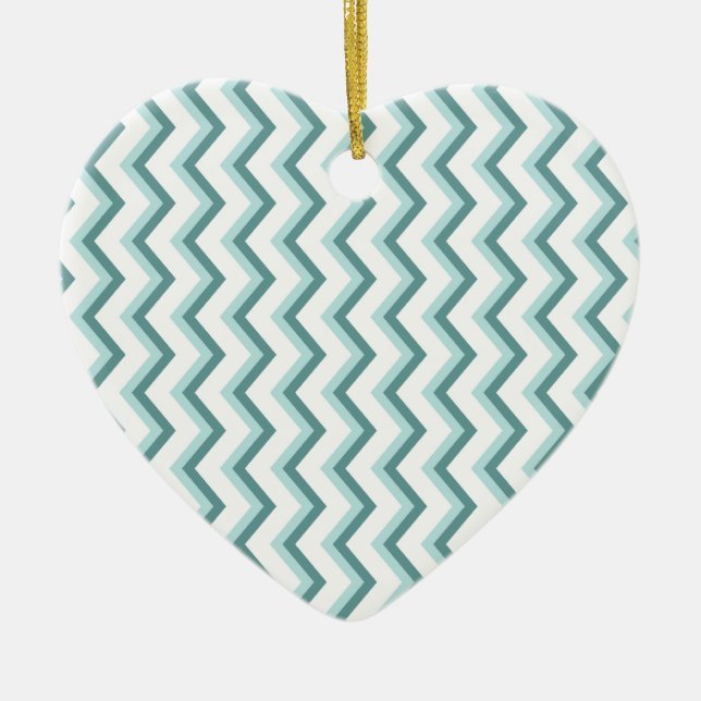 Adorno De Cerámica Patrón ZigZag Chevron en verde menta (Frente)